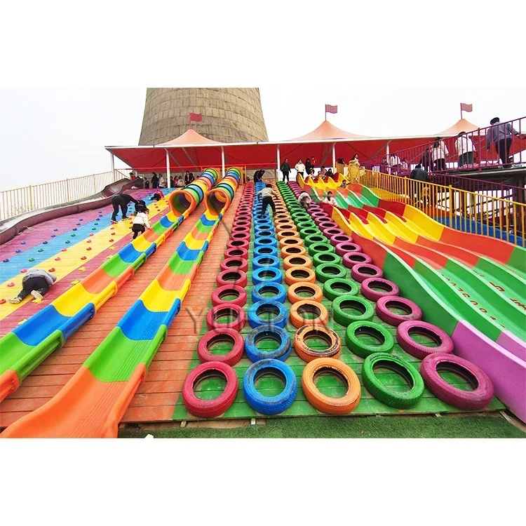 Popular Children Amusement Park Equipment Tire Climbing Wall Outdoor Playground With Slide