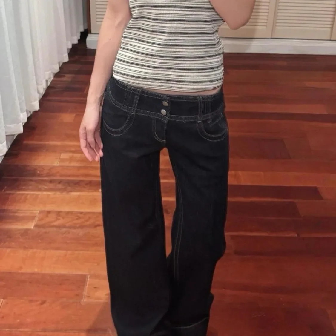 

Vintage American Style Low Waist Loose Fit Distressed Button Women Female Denim Jeans Wide Leg Retro Streetwear Daily Chic Pants