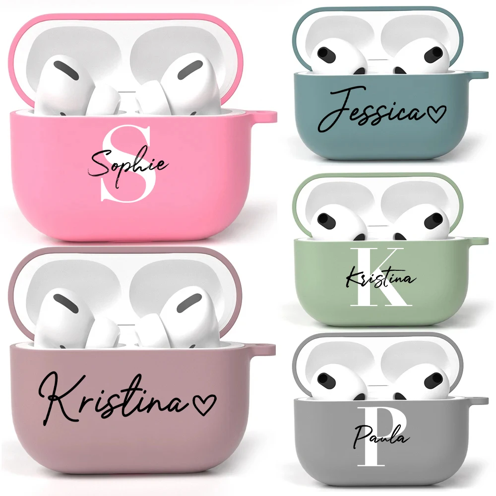 Custom Name Initials Silicone Cover for Airpods Pro 2 Case Luxury Candy Color Funda for Airpods 3rd Generation Case Air Pods 1 2