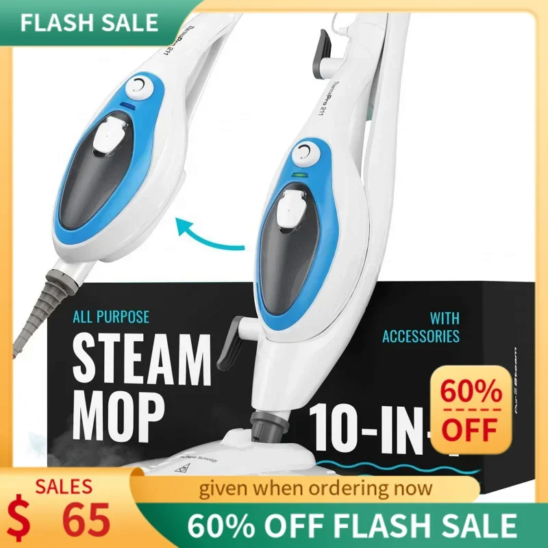 

Steam Mop Cleaner 10-in-1 with Convenient Detachable Handheld Unit,Pet Friendly Steamer Whole Use by PurSteam World Best Steamer