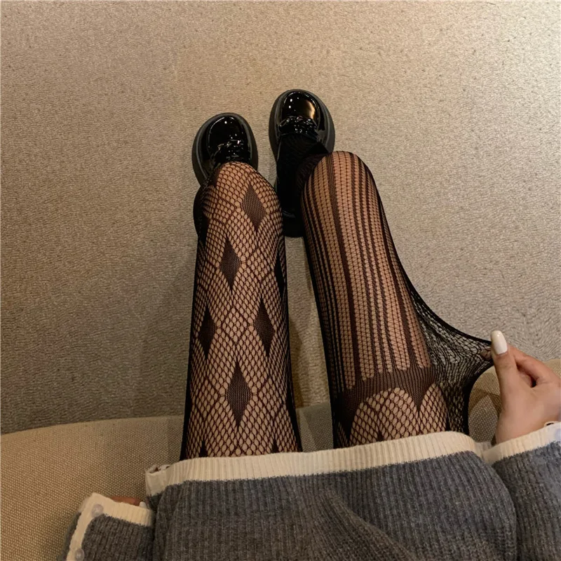 

Summer Stockings Women's Tights plaid High Stretch Anti-hook Silk Fishnet mesh Stocking Sexy Black Hollowed-out Diamond Tight