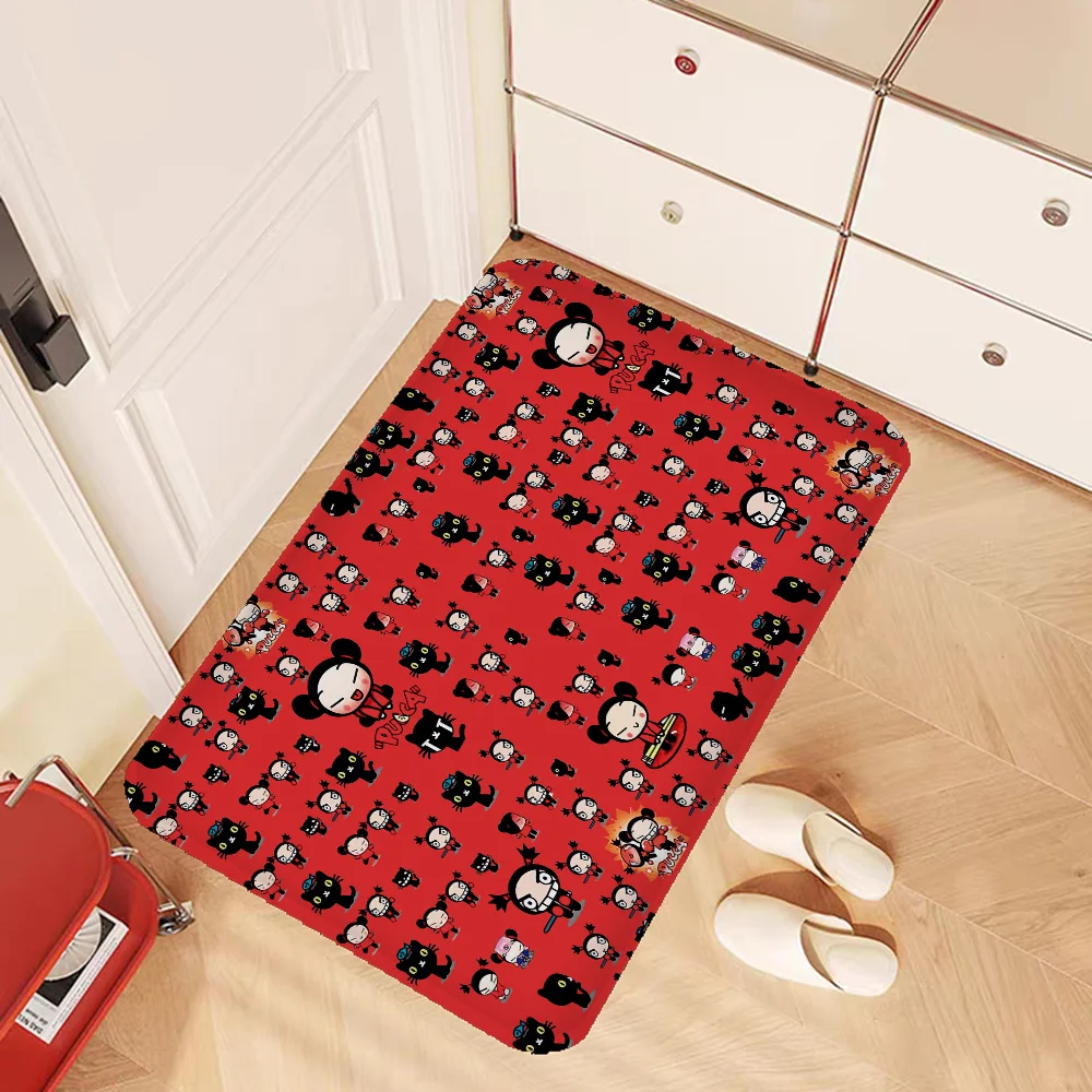 Cute Cartoon Pucca Garu Floor Mat Nordic Style Home Doormat Bathroom-Toilet Mats Bedroom Hotel Decor Mat