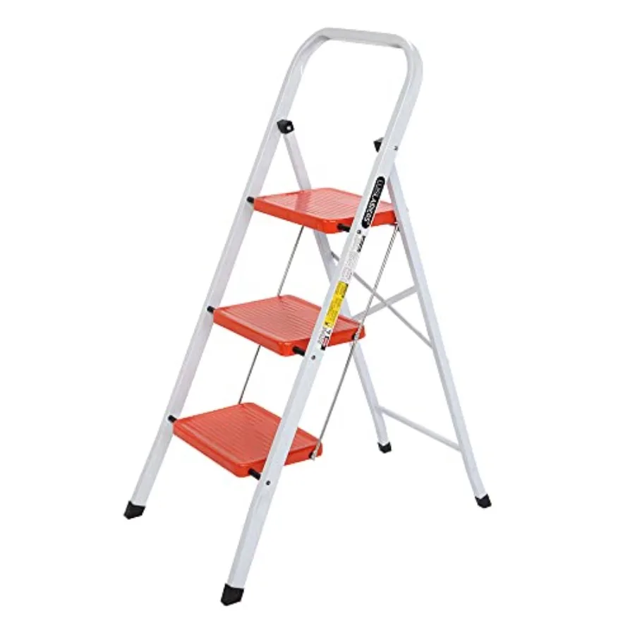 

3 Step Ladder Lightweight Foldable Step Stool with Handgrip Anti-Slip and Wide Pedal Portable Folding Ladders for Home Kitchen