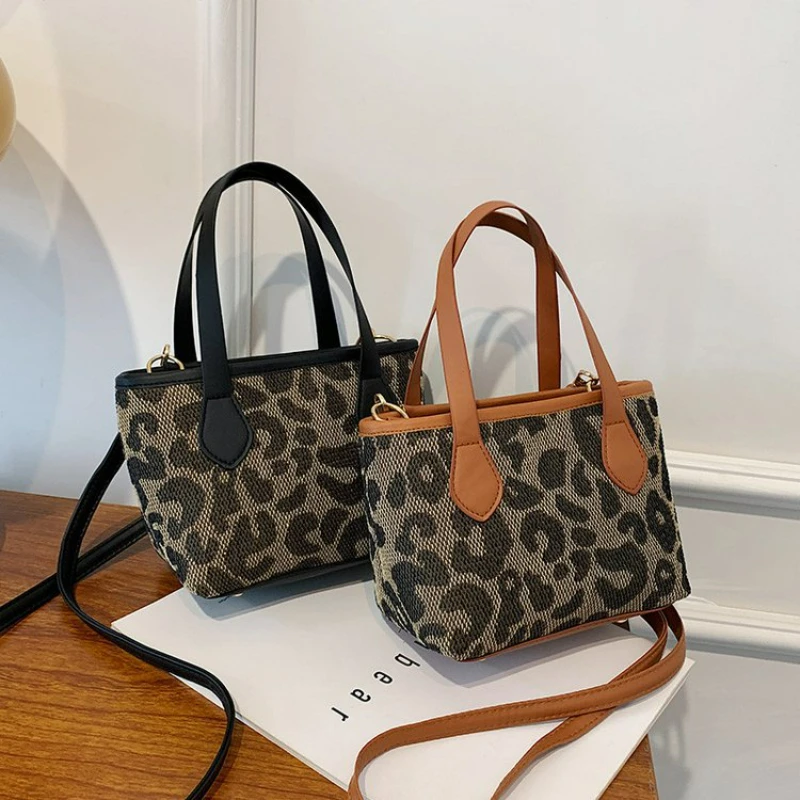 TRAVEASY 2024 New Bag Women\'s Leisure Leopard Handbag Single Shoulder Bag Messenger Tote Bag Satchels  Bucket  Casual