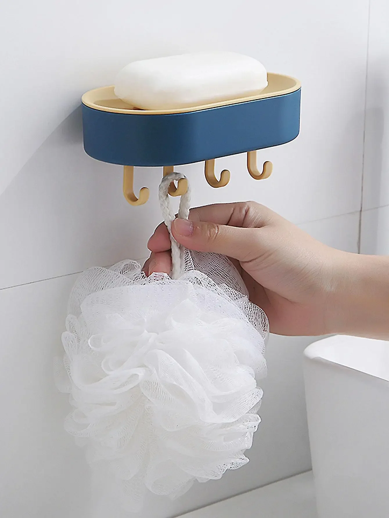 1PC-wall storage rack with hook bathroom multifunctional shelf with hook drain soap box