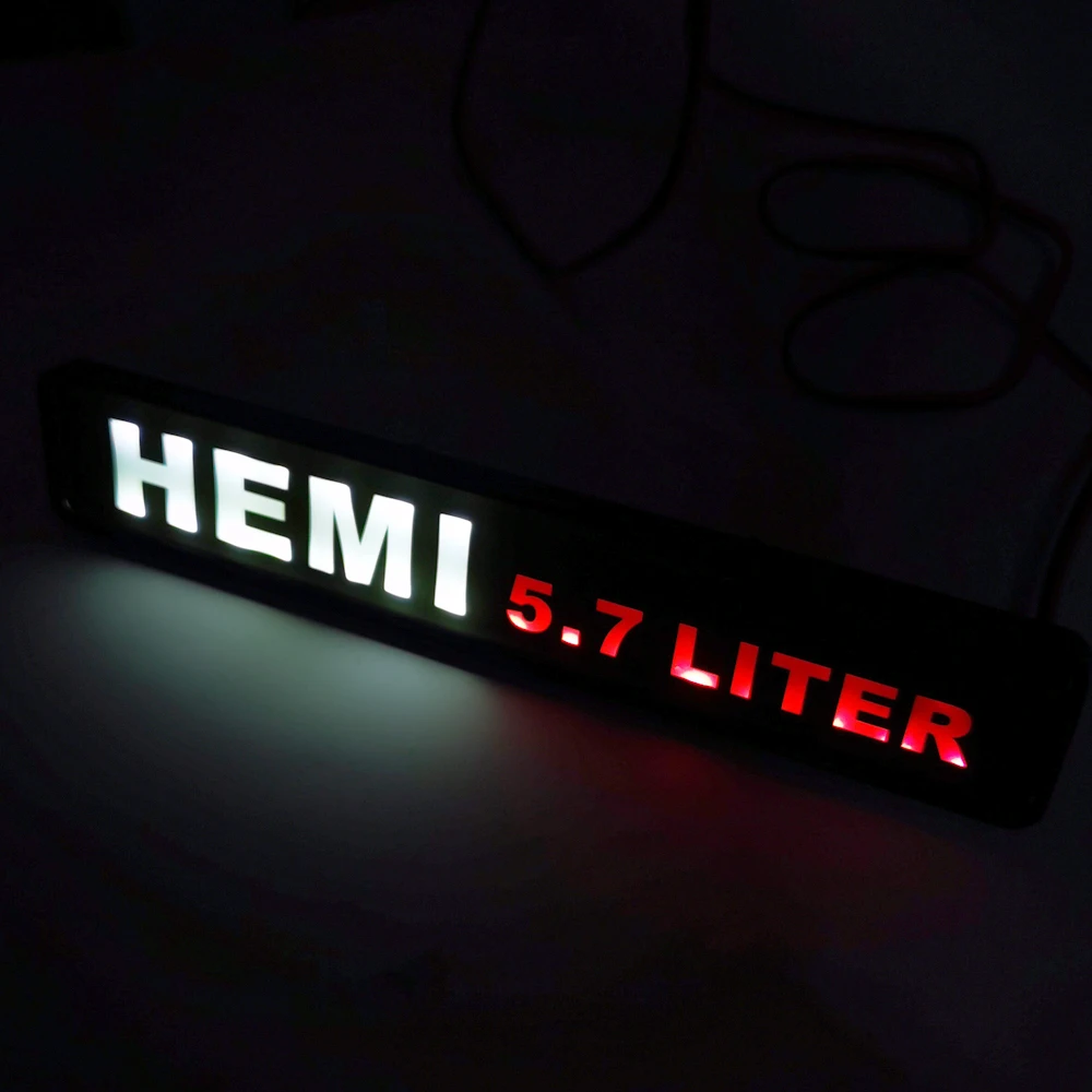 Luz LED Blanca para Parrilla con Emblema HEMI, Lámpara de Ambiente, Luz con Logotipo HEMI 5.7 LITROS, Lámpara LED para Parrilla, Lámpara Decorativa