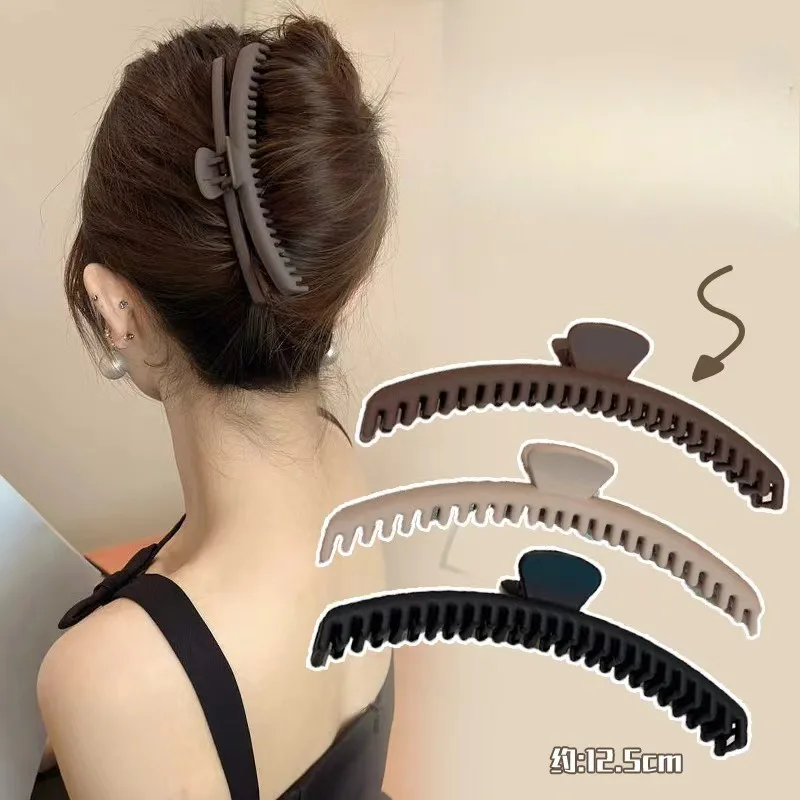 

Dense tooth matte coffee color large grab clip women's back head hair clip shark clip jewelry
