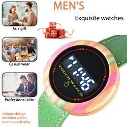 KityKiss Wooden Electronic Watch Men and Women Touch Wooden Watch Casual Couple Wooden Watch Anniversary Graduation Gift