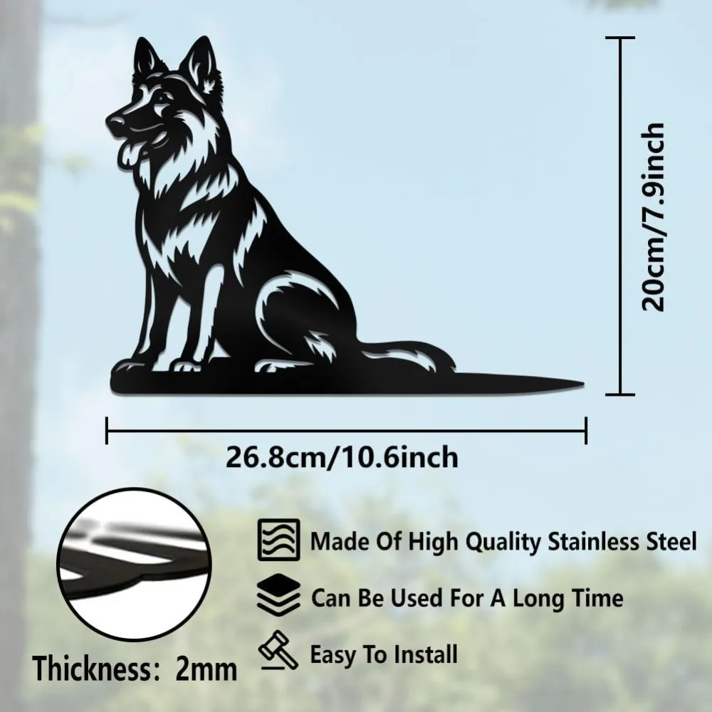 German Shepherd Metal Yard Art Decor Dog Stainless Steel Outdoor Tree Silhouette Stake for Tree Yard Garden Patio making kit