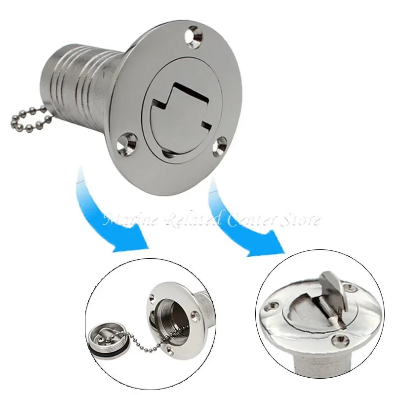 45/90 Degree Stainless Steel 316 Deck Filler Cap GAS DIESEL FUEL WASTE WATER 50mm(2inch) Marine Boat Yacht Hardware Deck Filler