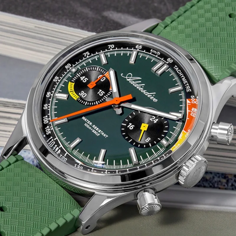 Addiesdive 2025 جديد أفضل 38 مللي متر للرجال VK64 ساعة كرونوغراف AD2529 BGW9 سوبر مضيئة FKM حزام 10Bar مقاوم للماء ساعات كوارتز #1