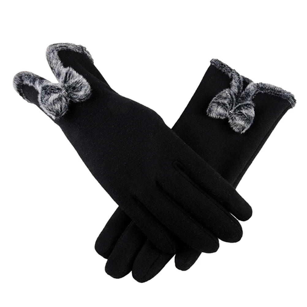 

Warm Winter Gloves for Women Touch Screen Thicken Soft Knot Design Elegant Party Shopping Outdoor Women Gloves