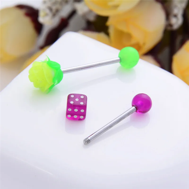 16Pcs New Different Style Tongue BarTongue Bar Body Piercing Surgical Jewelry