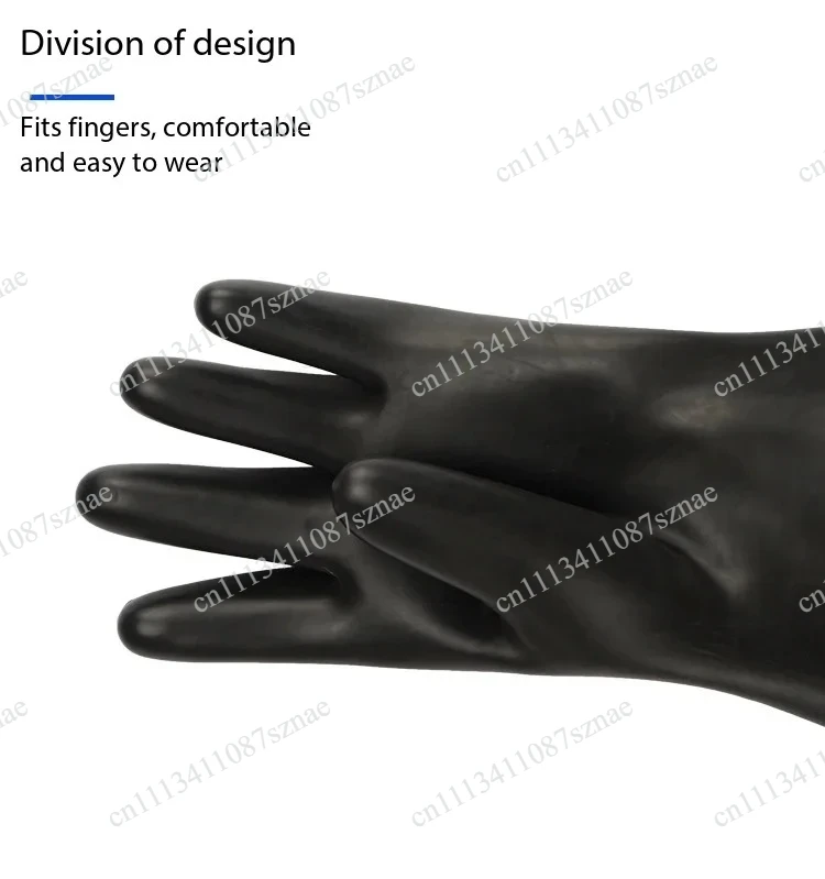 Durable Acid-Alkali Resistant Black Butyl Gloves, 0.8-1.2mm Thickness for Battery Lab, Glove Box and Vacuum Systems