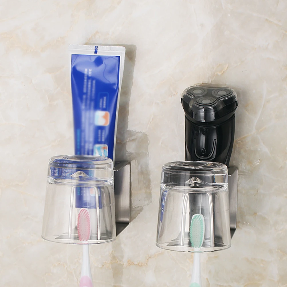 

Stainless Steel Toothbrush Holder Wall Mounted Bathroom Storage Rack For Cup Toothpaste 304 Metal Organizer Brush Stand