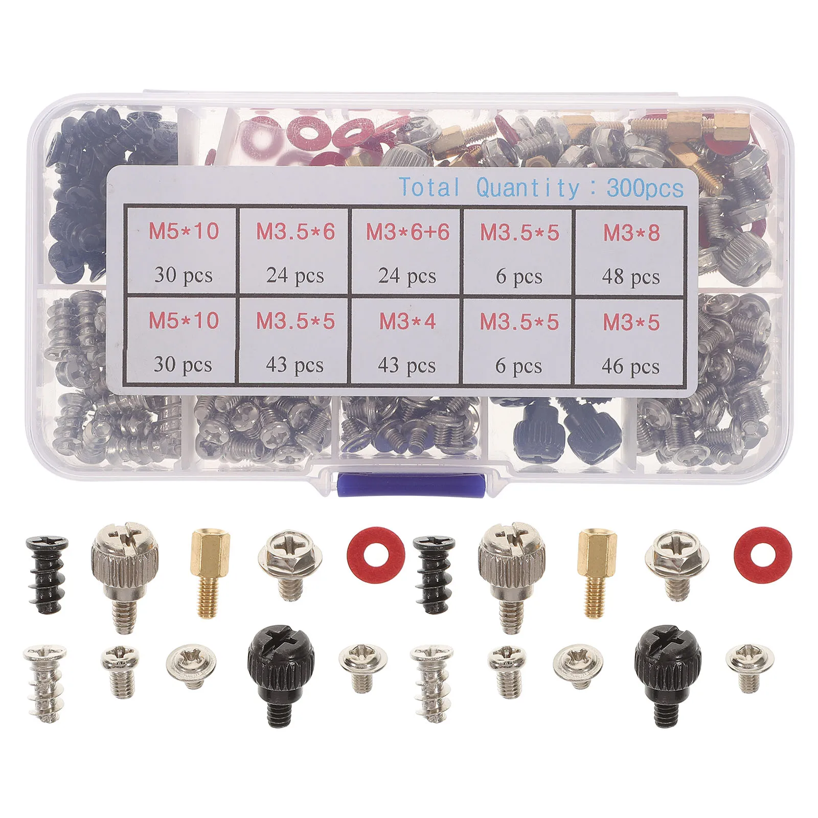 

Stainless Steel Computer Host Screw Kit 304 Rust Resistant Assortment for Motherboard Hard Drive Fan Case Mounting with Brass