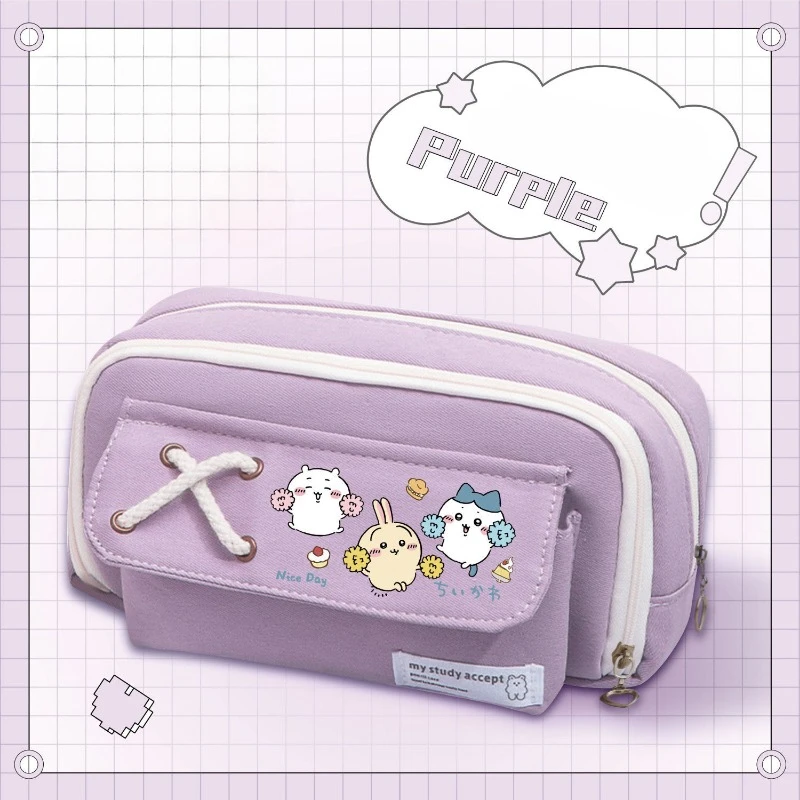 Sac de rangement en toile de grande capacité pour étudiant, Chiikawa Hachiware Usagi Anime Interface Cartoon, impression mignonne, cadeau de vacances