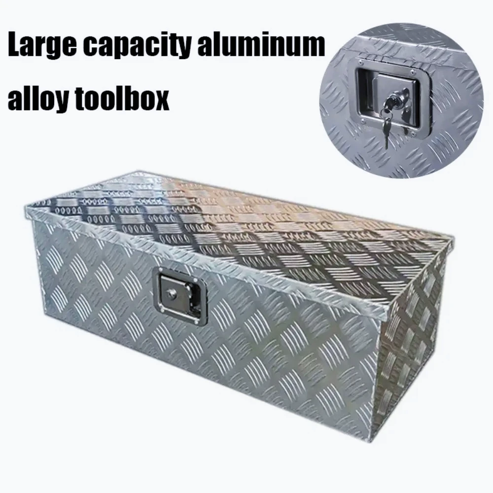 

AM-Heavy Duty Aluminum Truck Bed Tool Box Plate Tool Box with Side Handle and Lock Keys Storage Tool Box for PickupTruck Bed Wea