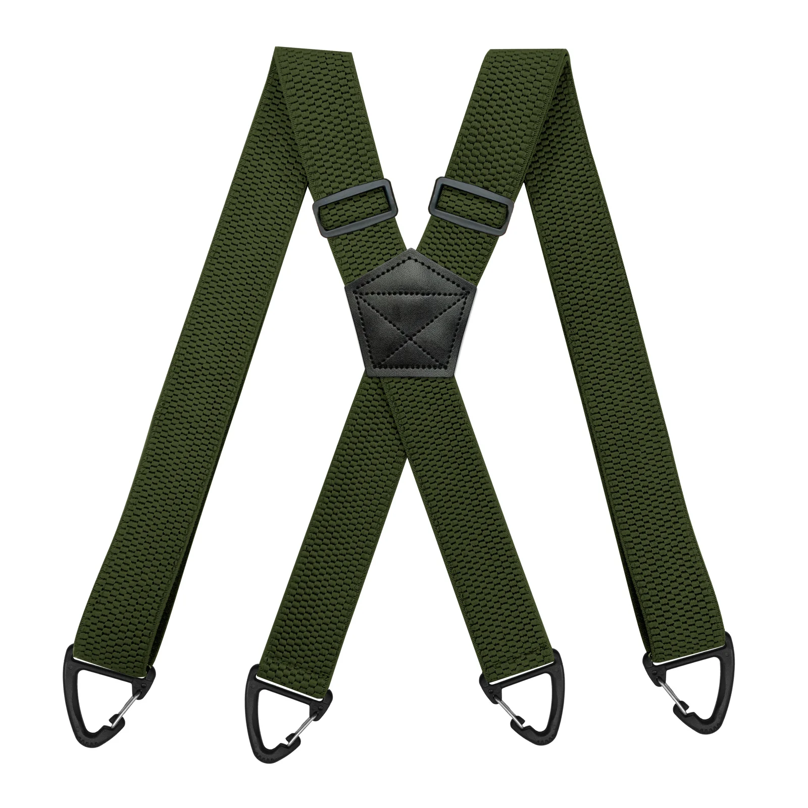 Robuste Hosenträger für Herren, Arbeit, Biker, Outdoor, 3,8 cm breit, X-Rücken, mit 4 Karabinerhaken, verstellbare elastische Hosenträger, Gurt