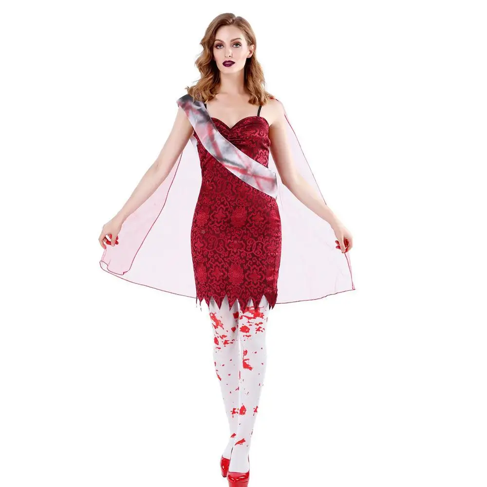 

Adult loween Costume Ladies Welcome Girl Bloodstained Performances Outfit Women's Dr Stage Performance Clothes