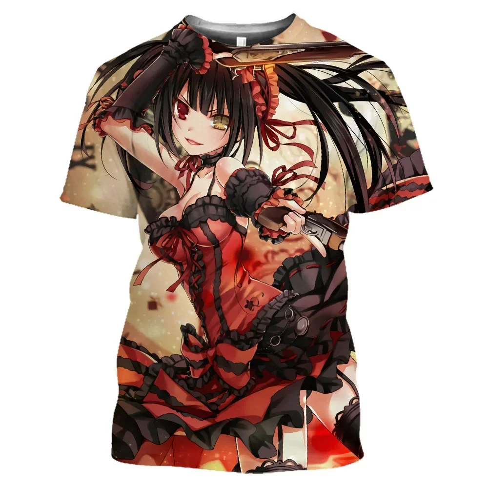 2024 Summer New Manga Sexy Girl Otaku 3d Printed Male T-shirt Harajuku Short Sleeve Large Size Loose Comfortable Breathable Top