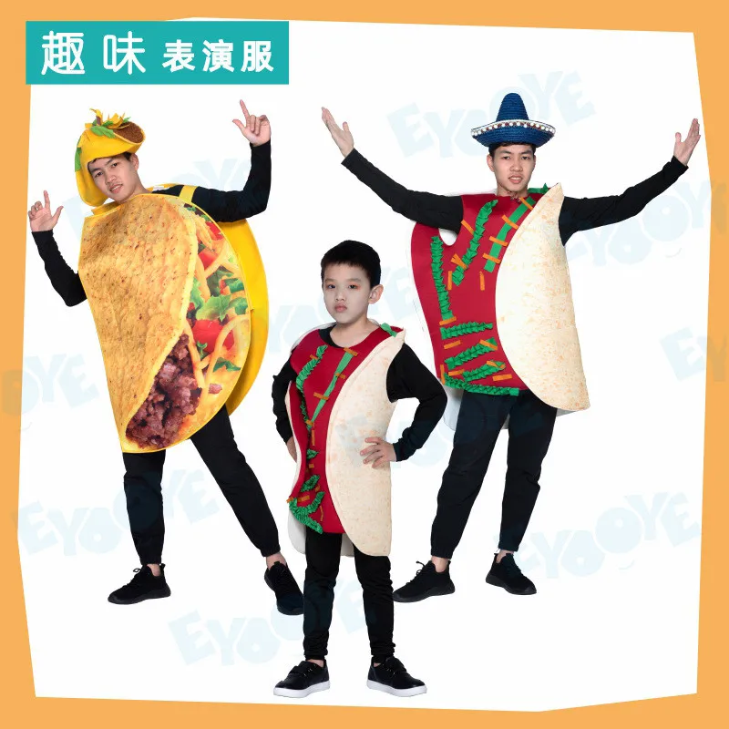 Cosplay Costume Ketchup Popcorn Sushi Pizza Hot Dog Halloween Christmas Performance Carnival Party Outfit Parent-child Clothes