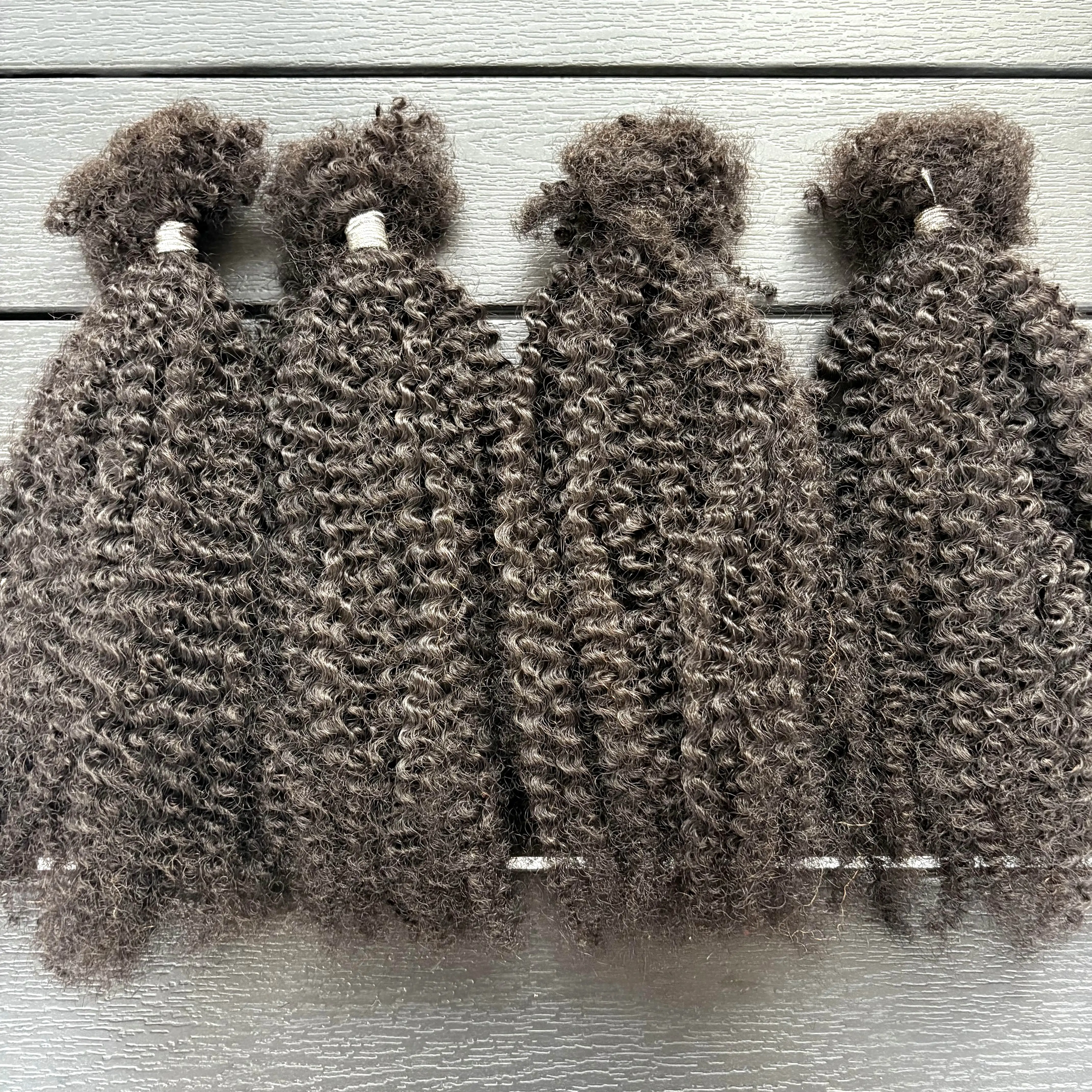 16Inch 30g/Bundle Ombre Afro Kinky Curly Human Hair Bulk Extension No Weft for Permanent Micro Locs/Twists/Braids/Repair Locs