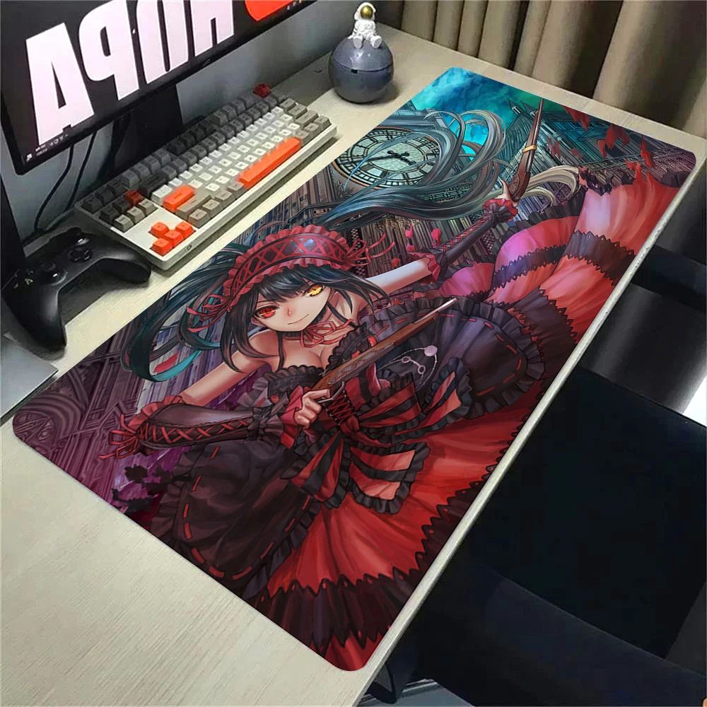 Computer Soft Deskpad Gaming Accessories Date A Live Mouse Pad Anime Tokisaki Kurumi XXL Game Cabinet Desk Mat Keyboard Mousepad