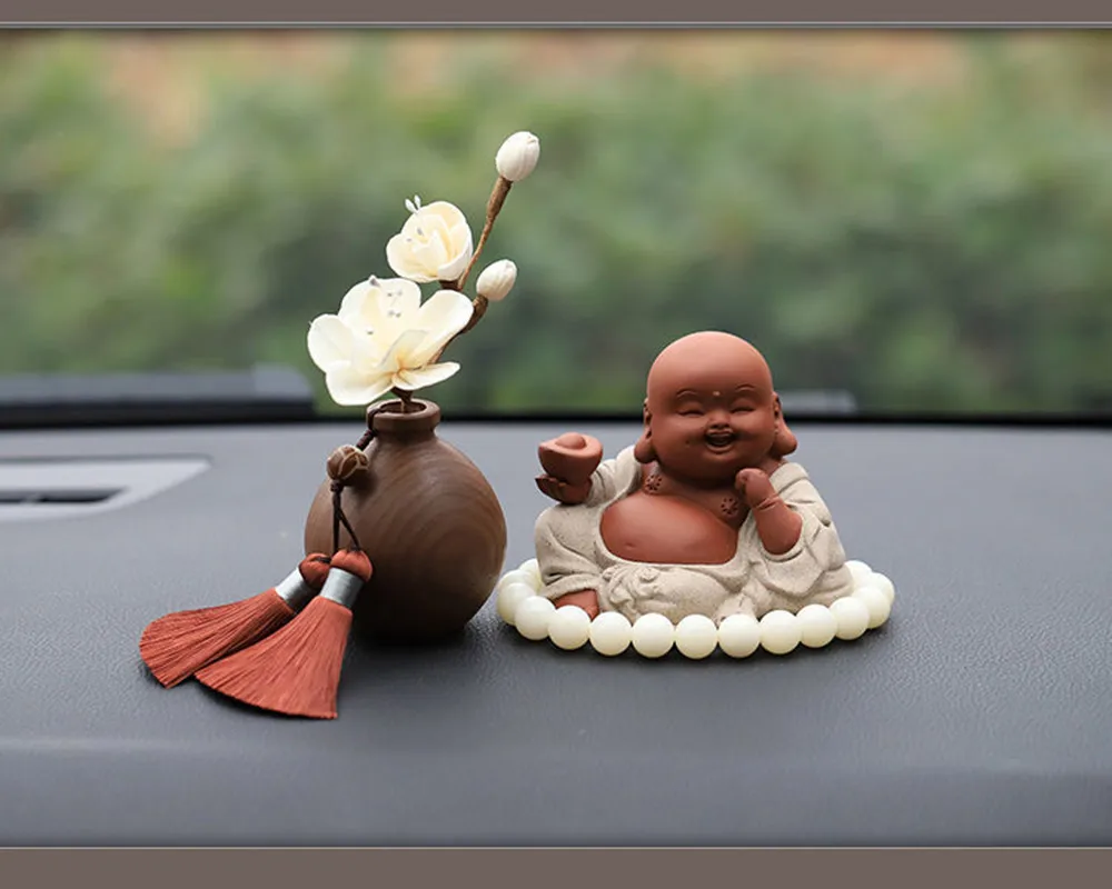 Car ornaments aromatherapy center console men and women wooden handmade little monk new perfume car interior car decoration supp