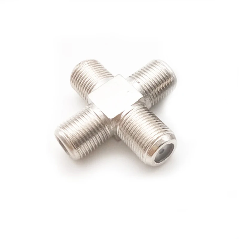1Piece F Male to 3x F Female Converter F Type Male Female 4 Way Splitter Nickel Plated  RF Video Coaxial Connector for TV Box