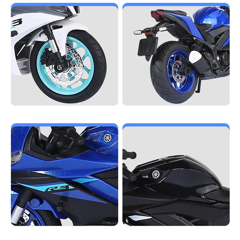 1:12 YAMAHA YZF-R3 YZFR3 aleación a presión modelo de motocicleta colección de vehículos sonido y luz todoterreno Autocycle juguetes Coche