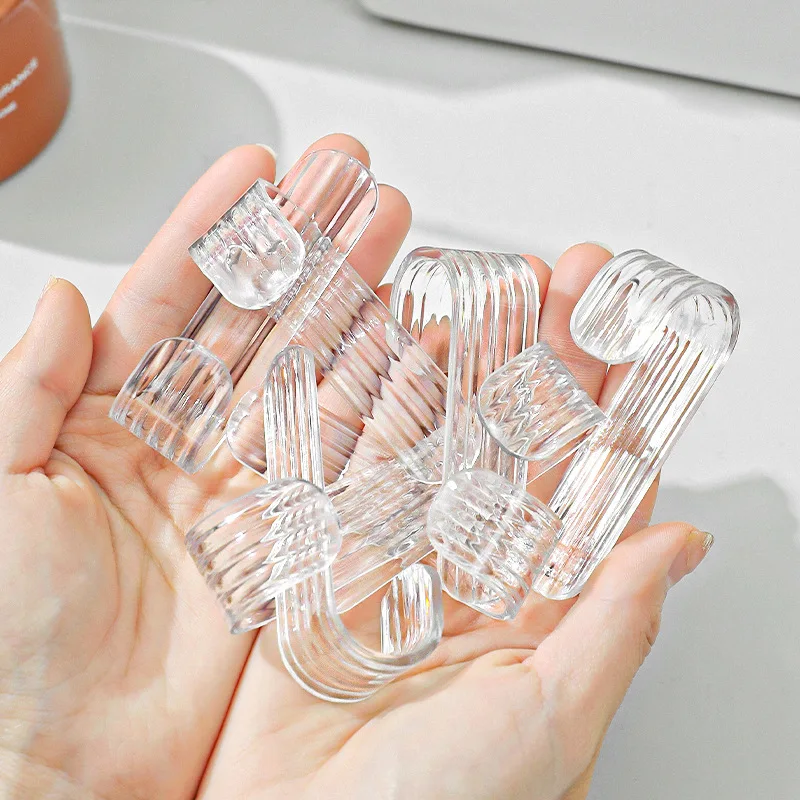 3503 Transparent Acrylic Adhesive Hooks No Drill Wall Hanger Self‑Adhesive Hook Clothes Bathroom Bedroom Door Storage Organizer view 2