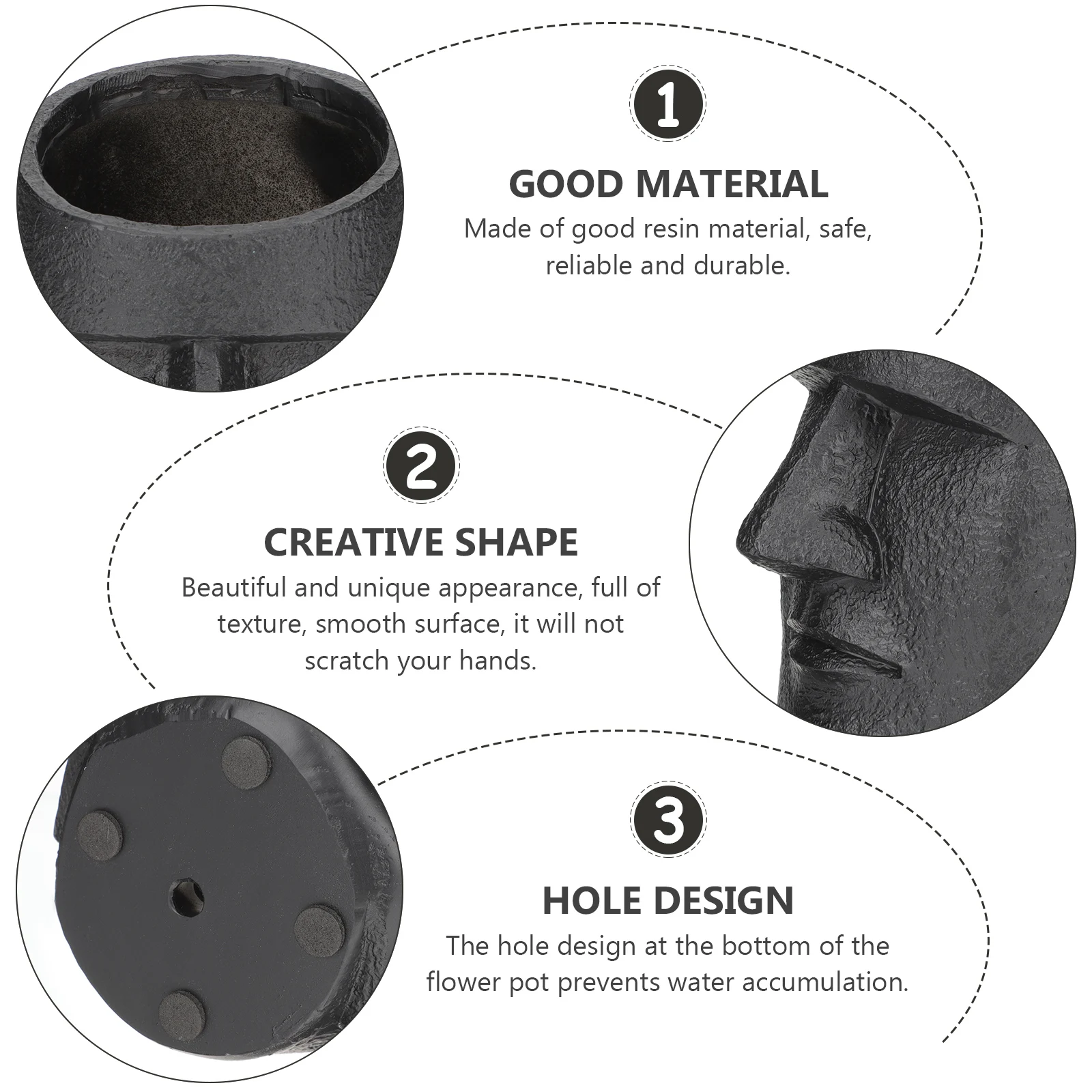 Doniczka z żywicy w kształcie twarzy, dekoracyjna doniczka do wnętrz, na balkon, do ogrodu, prezent na Wielkanoc, do użytku domowego.