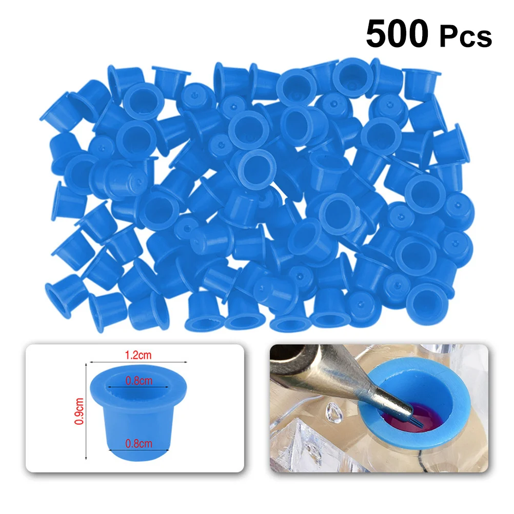 500 قطعة من أكواب الصباغ الشفافة قبعات حبر الوشم للاستعمال مرة واحدة سهلة الاستخدام ولا تتطلب تنظيف لمستلزمات التجميل الاحترافية