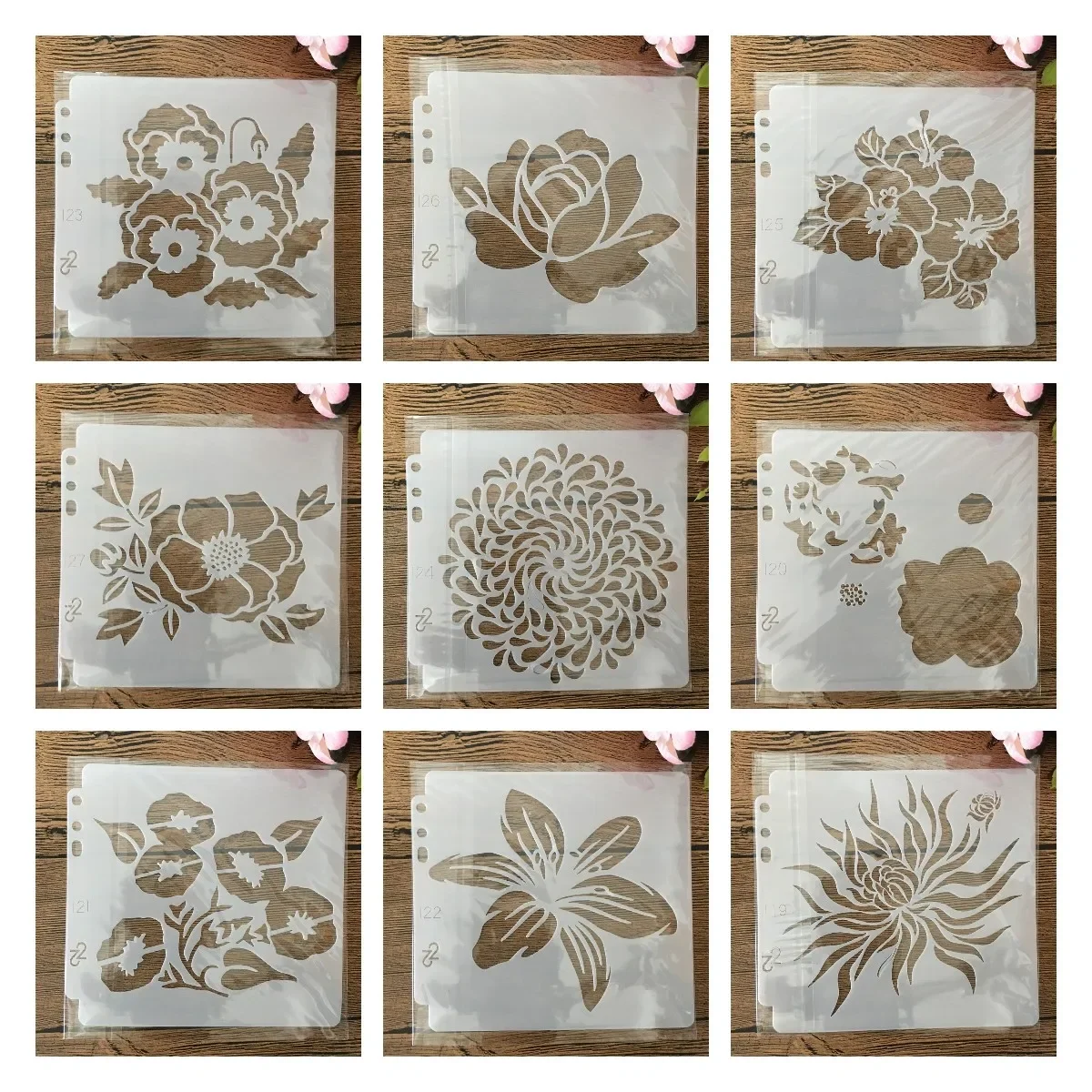 

9Pcs/Set 13x14cm Flowers Daisy Rose Lip DIY Layering Stencils Painting Scrapbook Coloring Embossing Album Decorative Template