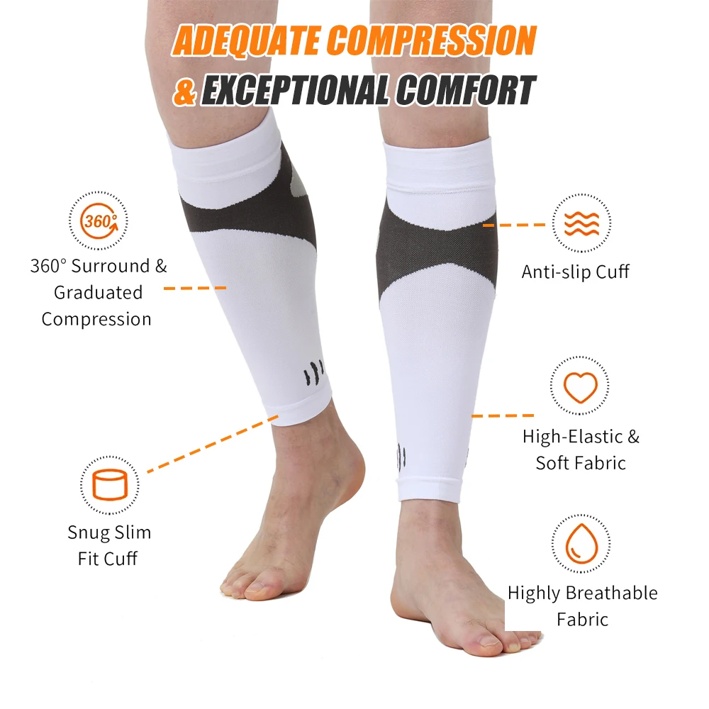 Calf Compression Sleeves for Men and Women,Knee High Socks,Footless Socks Support, Running Leg Brace for Shin Splints,1Pair