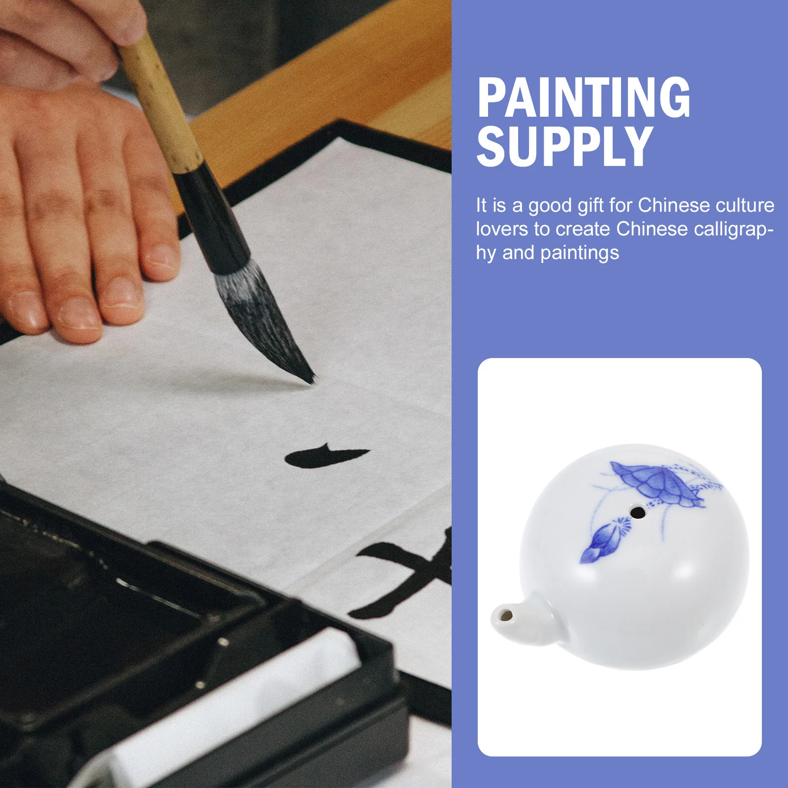 

Calligraphy Water Dropper Ceramic Steamed Bun Style Ink Water Container Convenient for Ink Grinding Chinese Painting Accessories