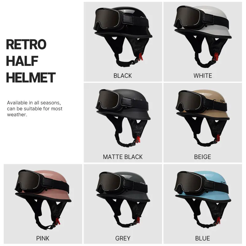 Retro Motor Helmets  Motorcycle Helmet Scooter Vintage Half Face Safety Cap Motorbike Crash Motocross Helmet Casco Moto