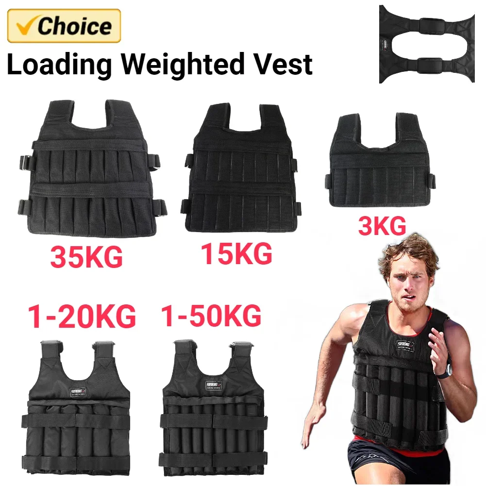 3-50kg Durable Loading Weighted Vest Adjustable Weight Boxing Training Exercise Waistcoat Jacket Sand Clothing Fitness Equipment