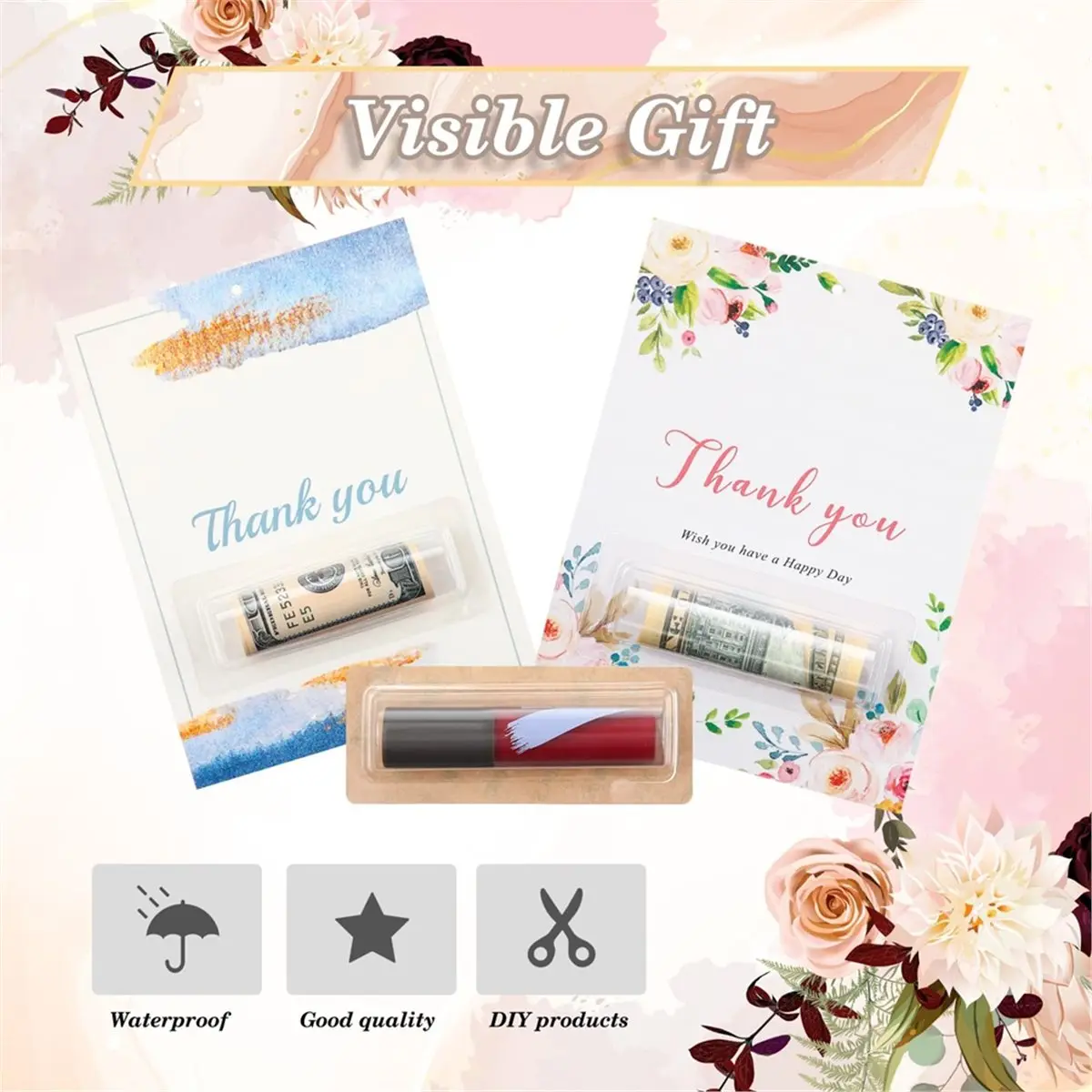 2026 New 200 Pcs Clear Lip Balm Pouches Plastic Money Holder Card Holder with Adhesive Lip Balm Cards for Organize DIY Storage