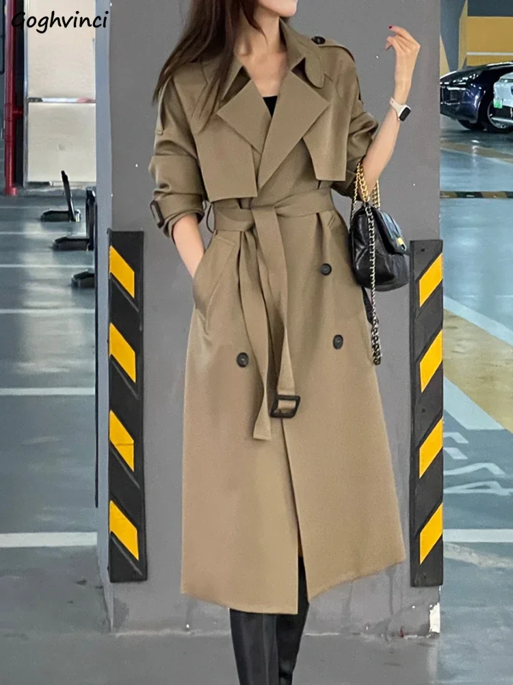 

Trench Coats for Women British Style Double Breasted Classic Long Jacket Elegant All-match Female Stylish Lapel Windproof Autumn