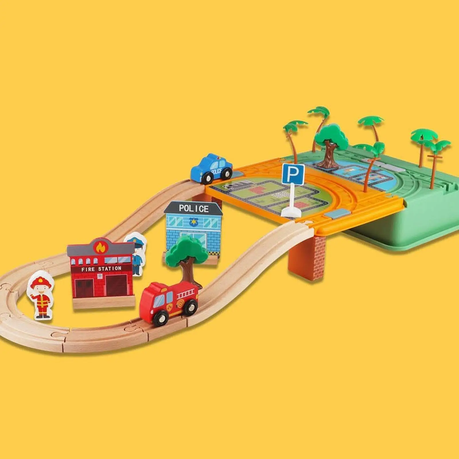 

Wooden Track Set DIY City Train Set for Kids for Preschool Children Ages 3+