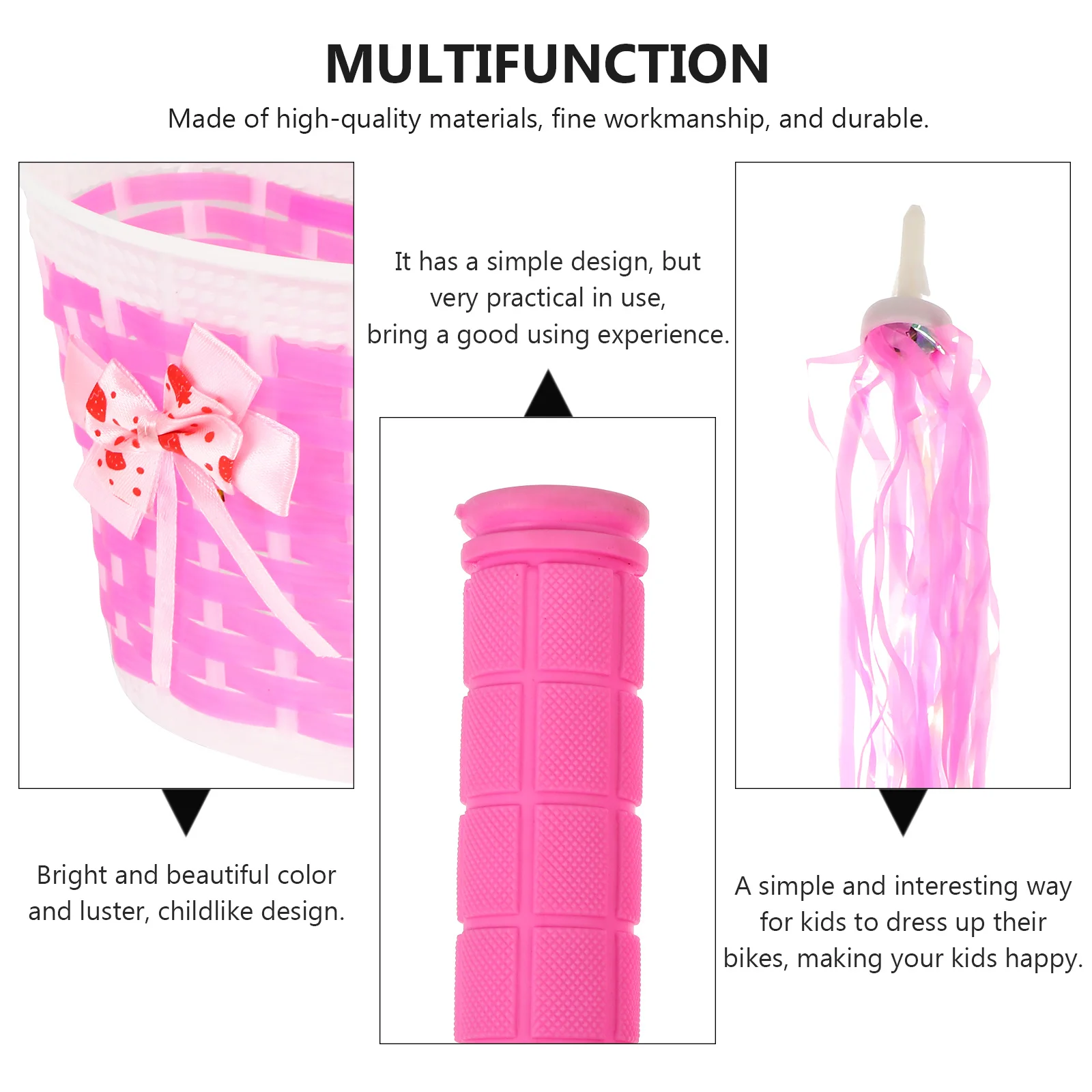 

1Set Bicycle Accessories for Kids Includes Basket Decorative Streamers Handlebar Covers Bright Design Bike Supplies for Toddlers