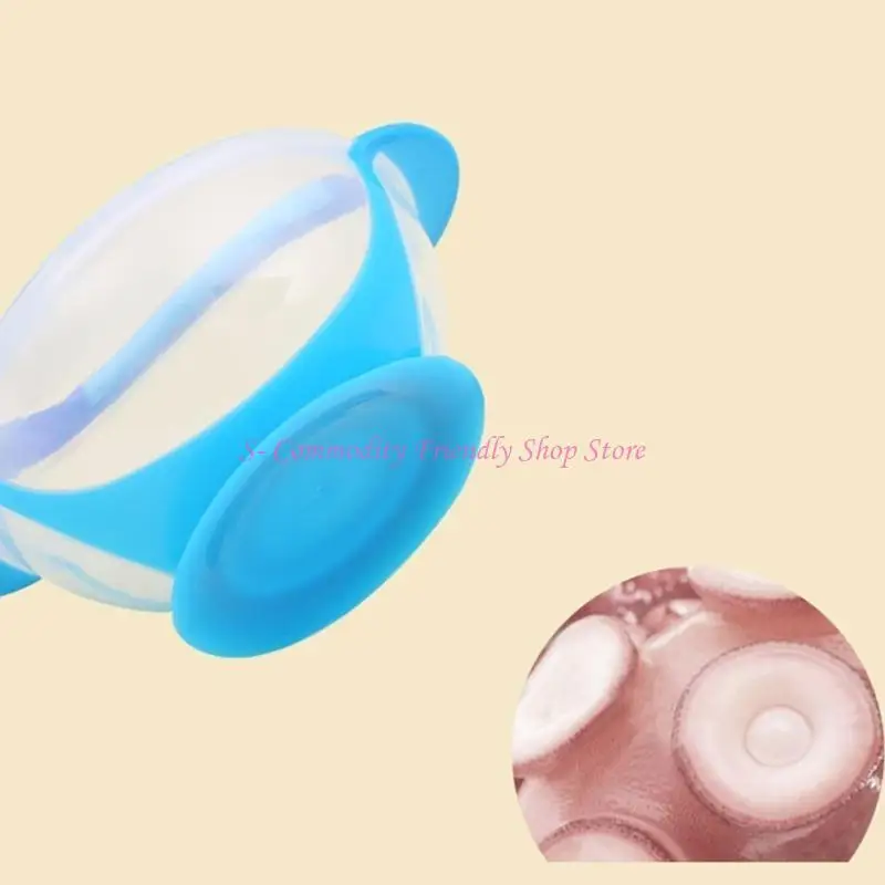 85AE Baby Feeding Essential Silicoen Strong Suction Bowl and Spoon Set with Clear Lid Dustproof for Easy Storage and Travel