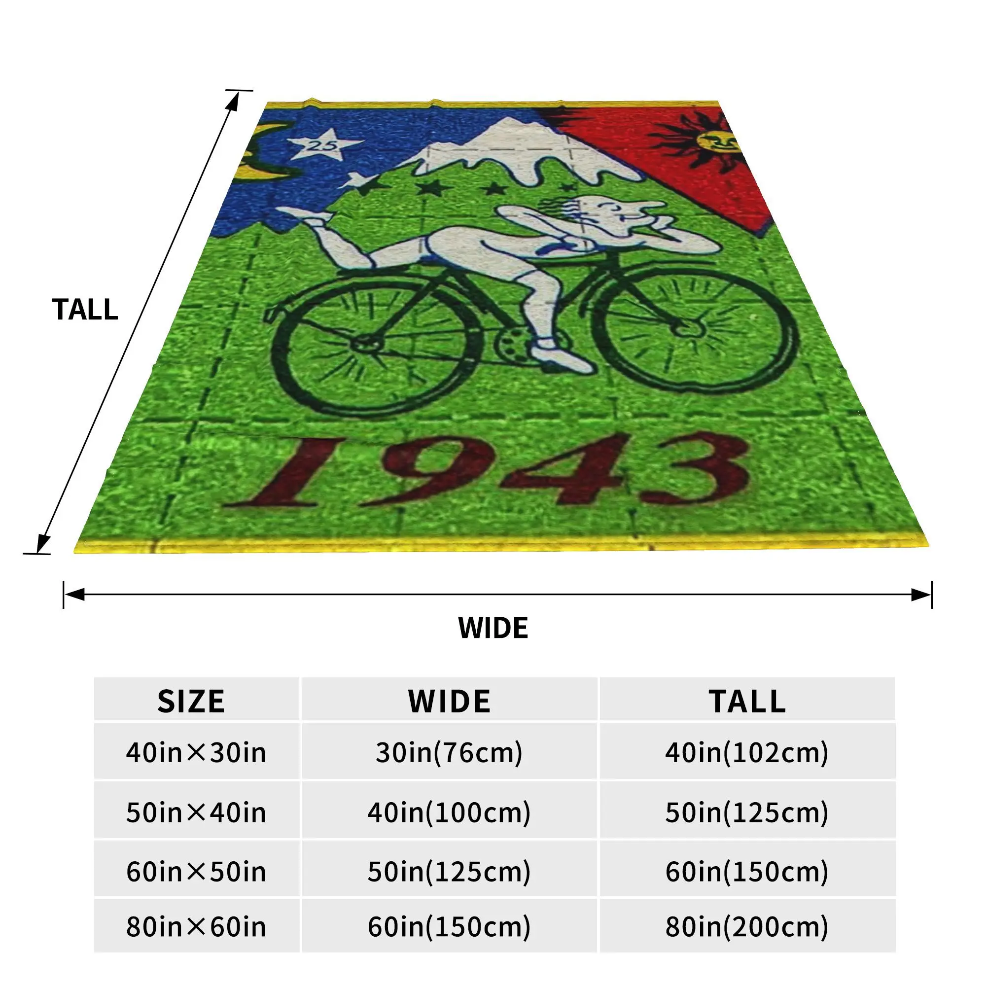 Bicycle Day Lsd Blotter Art Tab Blanket Soft Warm Flannel Throw Blanket Bedding for Bed Living room Picnic Travel Home Couch