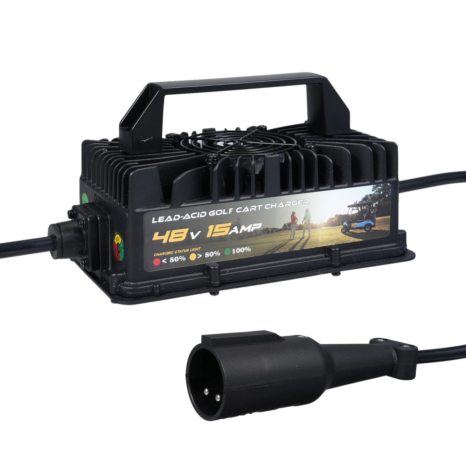 

Golf Cart Battery Charger 48V 15AMP Lead Acid Battery Charger with 3-Pin Round Plug Replacement for Club Car