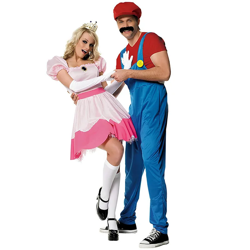 Carnival Party Halloween Mario Peach Princess Costume Women Adult Fairy Tale Pink Princess Cosplay Costumes Fancy Dress