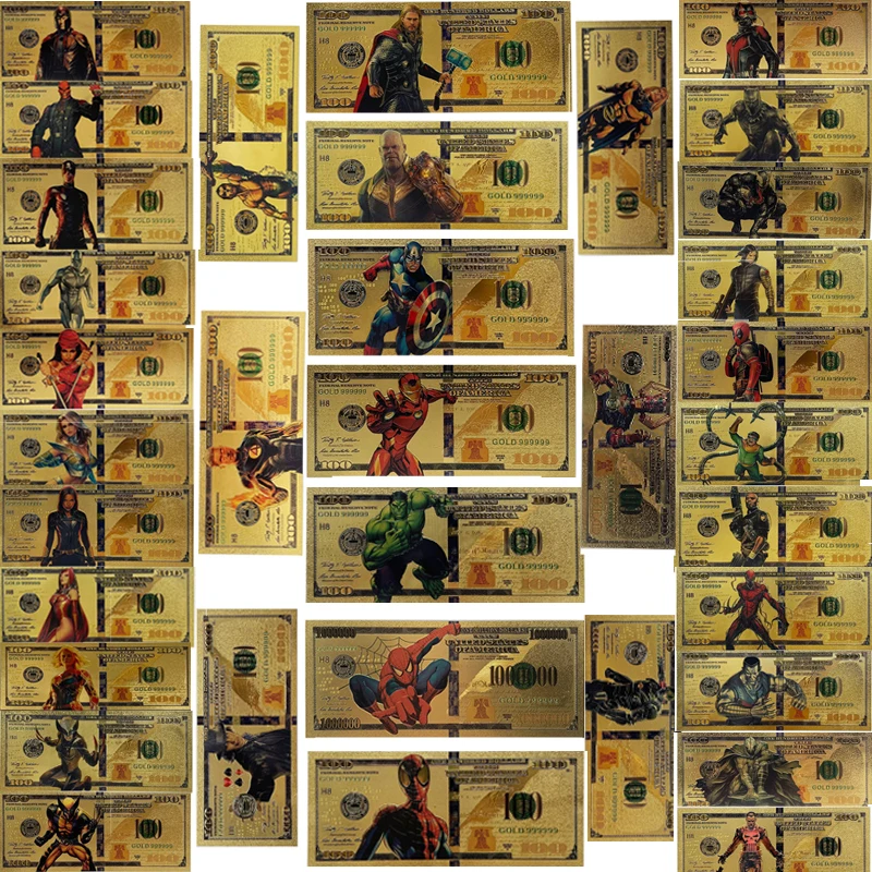 Marvel heroes Ironman Captain America Gold Commemorative Banknote Collection Movie Peripherals Best Gifts