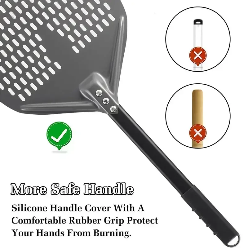 7/8/9/12inch Aluminum Pizza Peel with Handle Oven Pizza Turning Peel for Outdoor Pizza Ovens Pizza Oven Accessory image 12