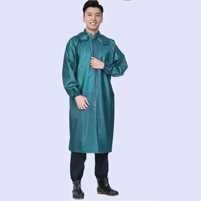 Man Hooded Longer Trench Raincoat Windproof Waterproof Biker Motobiker Hiking Climbing Working Jacket